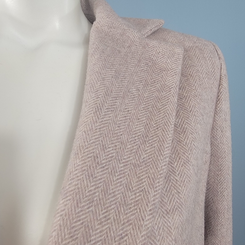 Lauren Ralph Lauren black label Herringbone wool blend dusty pink  coat size 4 - Picture 2 of 15